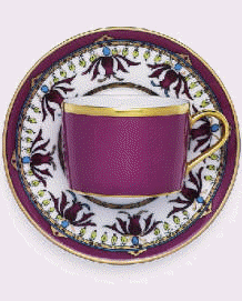 Coromandel Tea Cup and saucer in fuschia by Robert Haviland & C. Parlon
