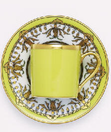 Coromandel Coffee Cup and saucer in almond green by Robert Haviland & C. Parlon