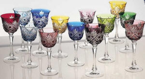 Symphonie by Montbronn, full color range including light blue glassware in crystal