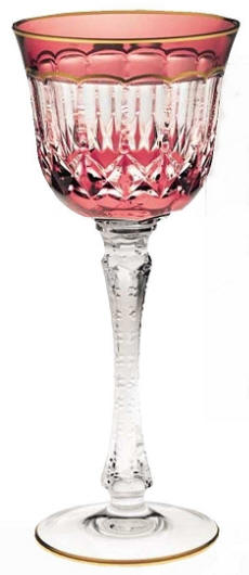 Pink crystal wine glass by the Cristallerie de Monbronn