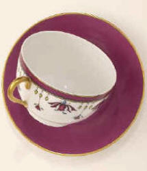 Coromandel Breakfast Cup and saucer in fuchsia by Robert Haviland & C. Parlon