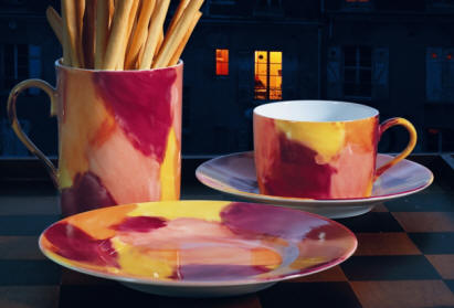 colorful dinnerware, cocktail in orange by Jammet Seignolles