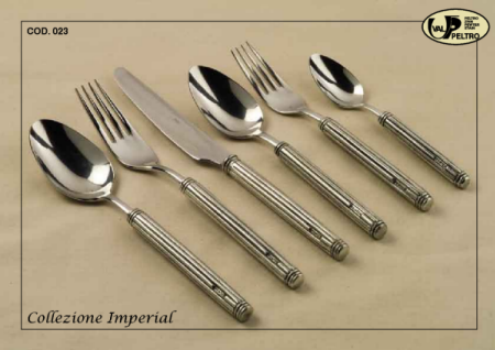 Fluted handle, Imperial pewter flatware by Valpeltro