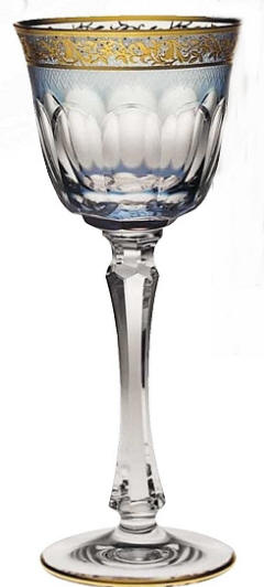 Opera wine glass in light blue, fine crystal from the Cristallerie de Montbronn