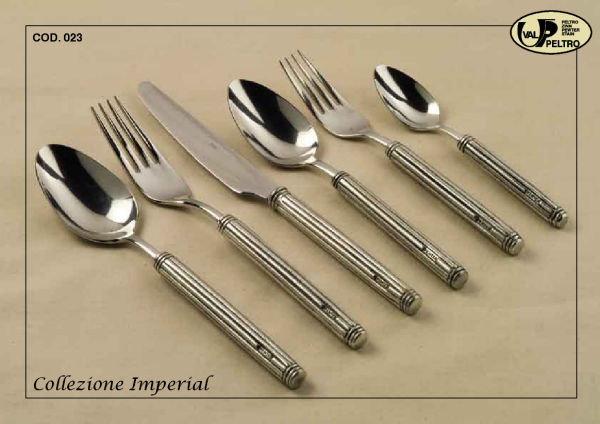 Fluted handle, Imperial pewter flatware by Valpeltro