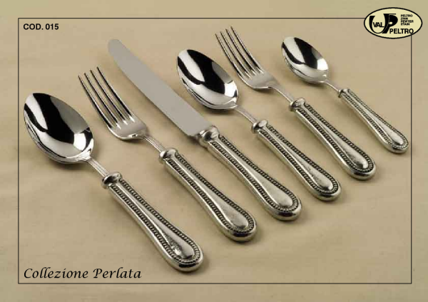 Pearl motif flatware in Pewter, Perlata flatware by Valpeltro