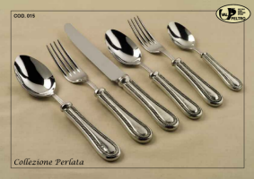 Italian pewter flatware, classic pearl design by Valpeltro, hand fishished pewer flatware