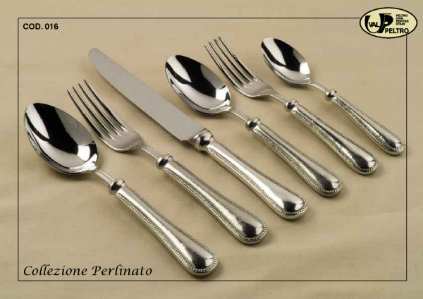 Beaded Motif Flatware in Pewter, Perlinato by Valpeltro