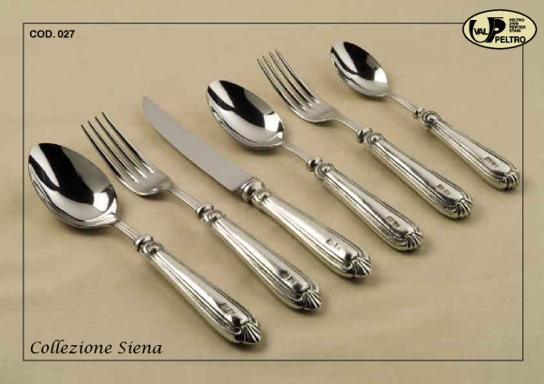 Pewter Flatware, classic design, Siena by Valpeltro of Italy