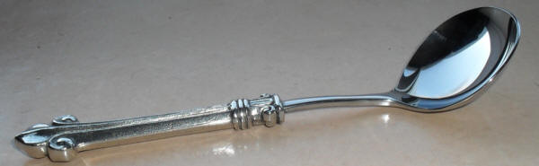 Giglio soup spoon in pewter by Valpetro