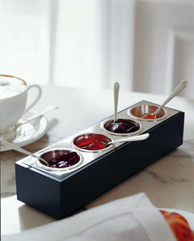 Table Accessories, jam bar with Black African wood in Sterling Silver and Silverplate by Robbe & Berking