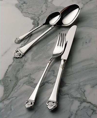 Elegant flatware in sterling silver, Rosenmuster by Robbe and Berking