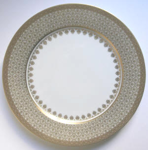Ormuz blanc porcelain dinnerware, dinner plate, by J.Seignolles