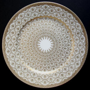Ormuz blanc porcelain dinnerware, buffet or presentation plate, by J.Seignolles
