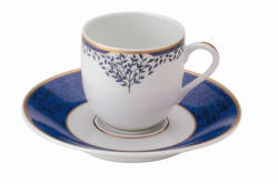 Arborescence coffee cup, just of a very individual and unique service by Jammet Seignolles, fine Limoges porcelain