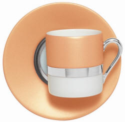 Tentation in copper, fine dinnerware by Jammet Seignolles, available in gold, silver, copper and antique. Fine Limoges porcelain