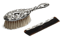 Sterling silver christening gift - baby girls brush and comb set embossed sterling silver